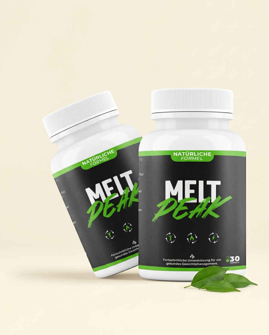 Zwei Flaschen MeltPeak Nahrungsergänzungsmittel